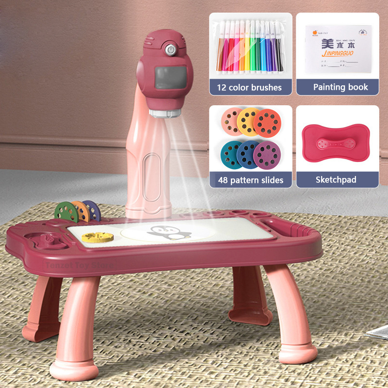 Kids Education Tablet - Akıllı projektör çocuklar boyama masa seti