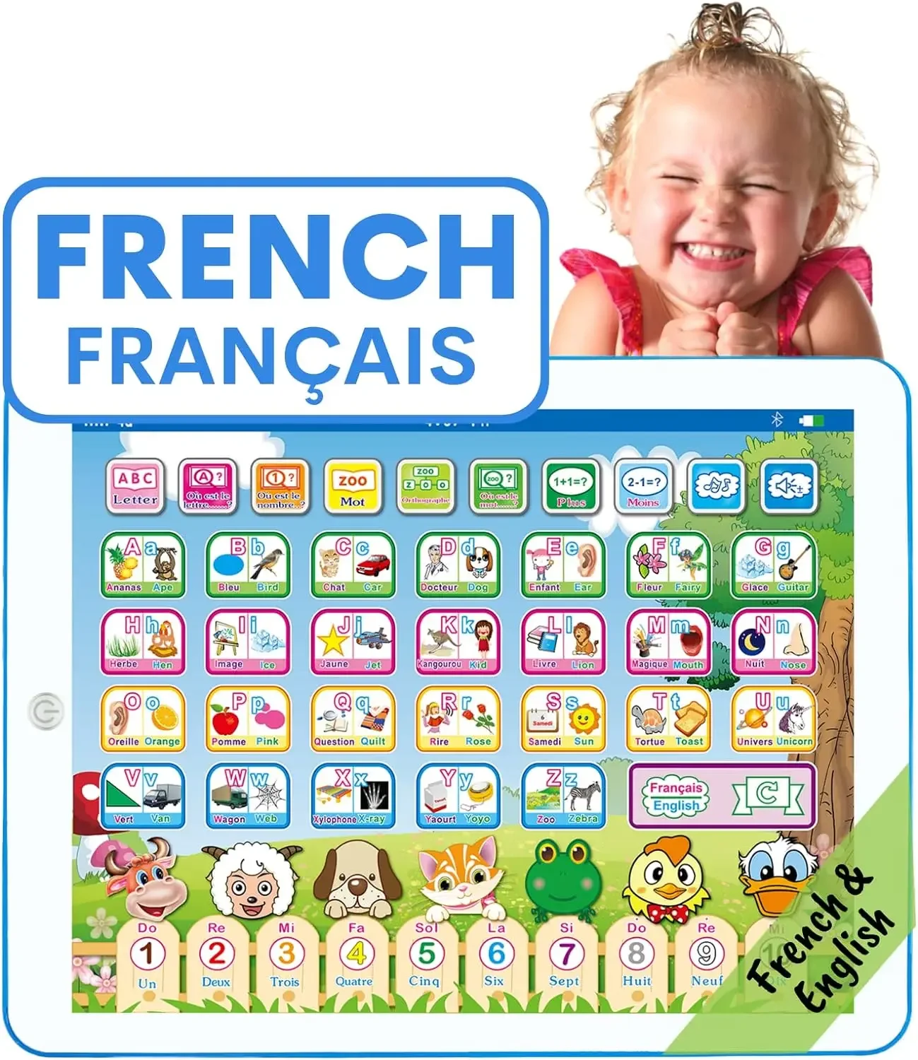 Kids Education Tablet - Fransız İngilizce iki dilli öğrenme Tablet