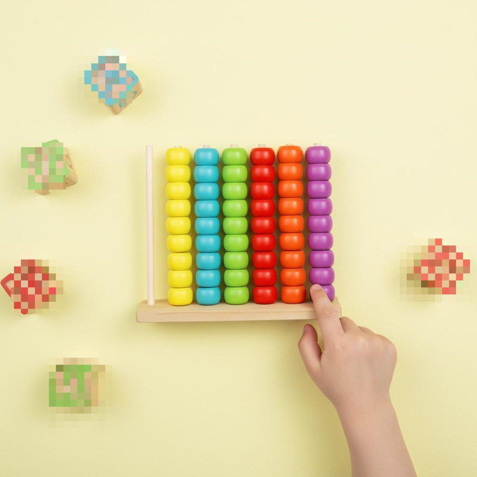 Abacus Counting Bead - Renkli Abaküs Renk Gölgesi Tanıma Ahşap